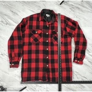 Vintage Briggs Quilted Lined Buffalo Plaid Flannel Jacket Red Black M #9